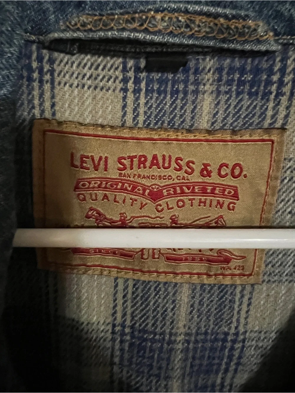 LEVI’S‎ *Vintage* 90’s Plaid Lined Trucker Denim Jacket Mens’s Sz L